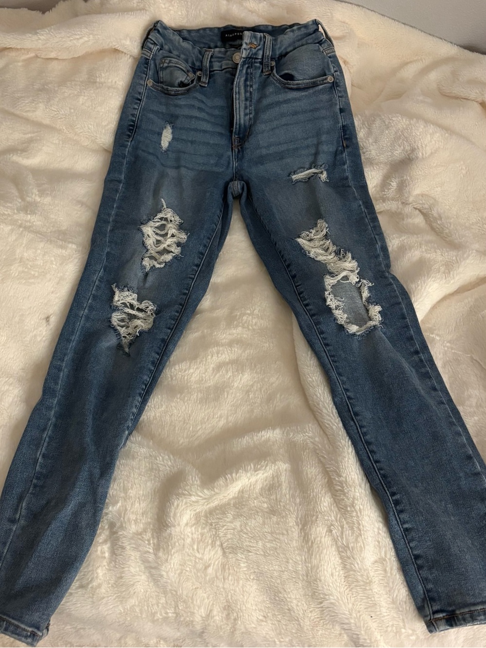 Aeropostale Distressed Dark Blue Skinny Jeans
